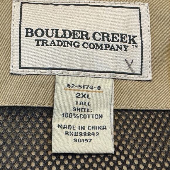 Boulder Creek Trading Co. Mens Outdoor Utility Vest Multi Pocket Khaki 2XL Tall - Picture 6 of 7